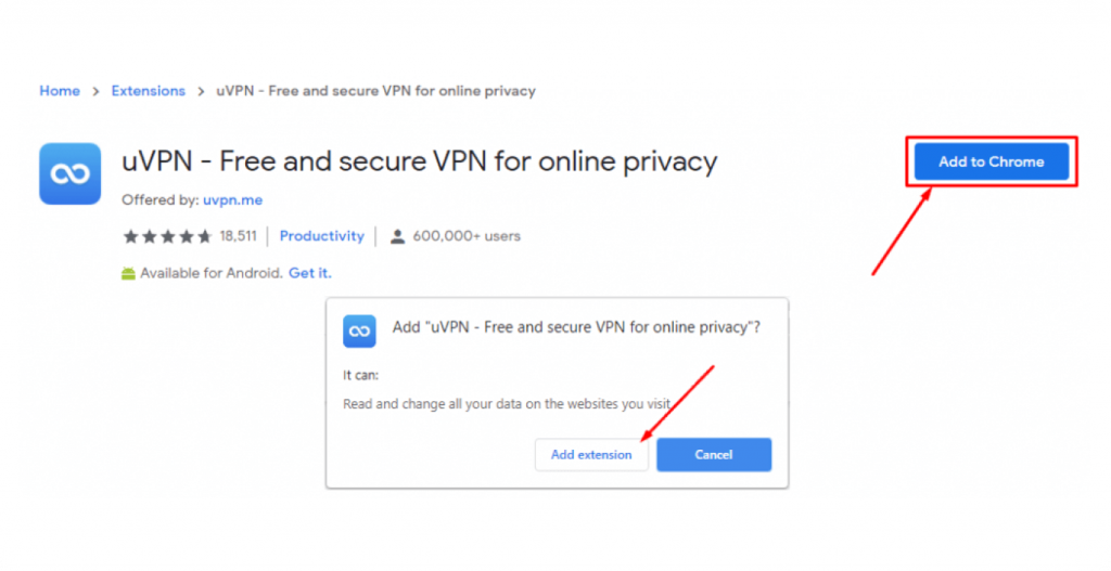 chrome vpn android