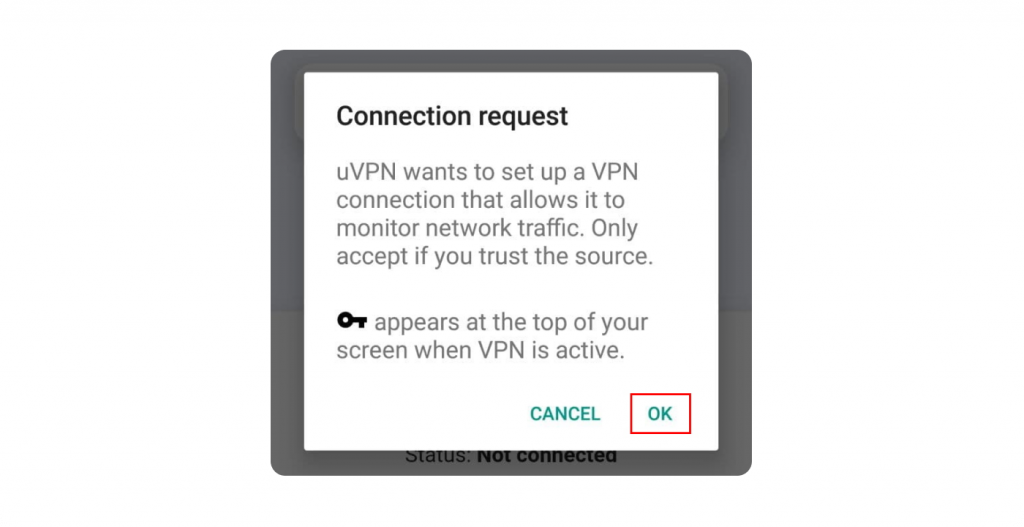 VPN connection request on Android